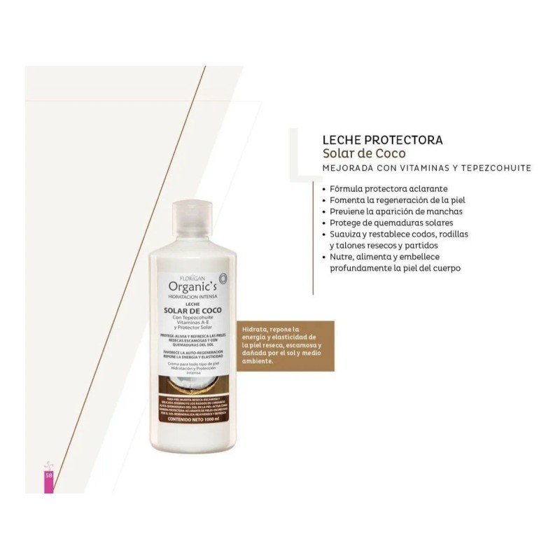 Crema Solar Coco Tepezcohuite 1lt Florigan