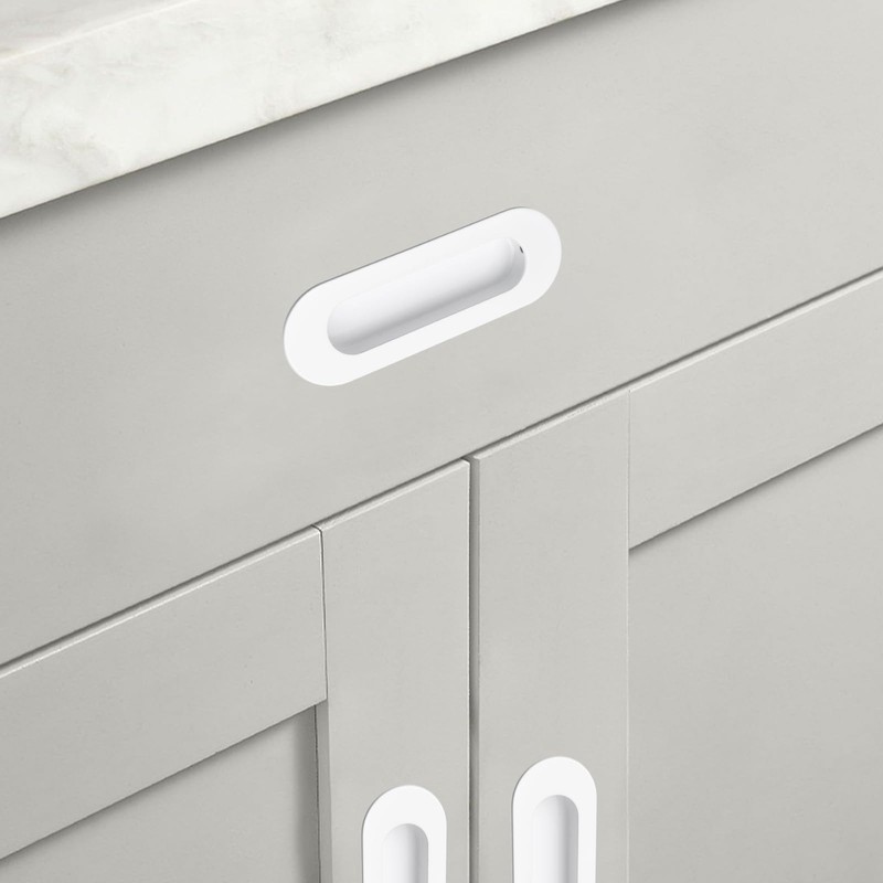 MOROBOR 4 Pack Recessed Cabinet Handles Stainless Steel Oval with
