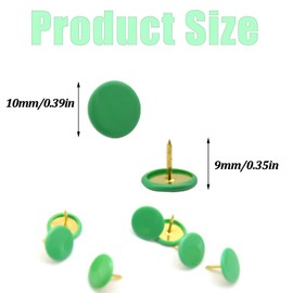 Hocansen 300 Pcs Thumb Tacks 10x9mm Colored Push Pins Flat Round Head Drawing Pins for Map, Photo Wall, Corkboard (Green/TD-PT)