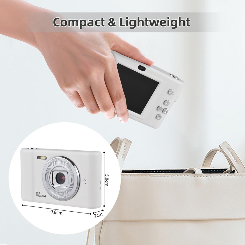 Andoer Digital Camera 1080P, 50MP Photo Camera, Compact Camera 8X