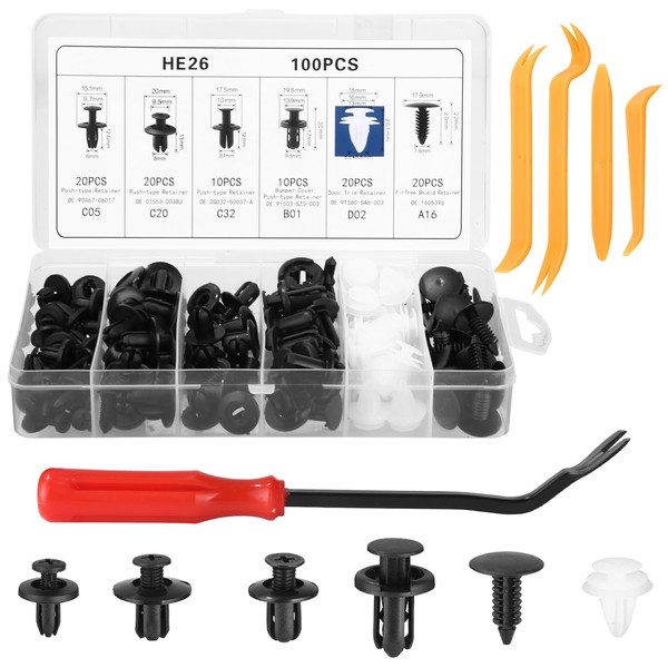 Car Mounting Clips Set, 6 Sizes, Universal Plastic Expansion Rivets,