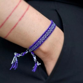 Boho Dark Periwinkle Boho Woven Bracelet, Cloth Bracelet, Dainty Slim Gypsy Stackable