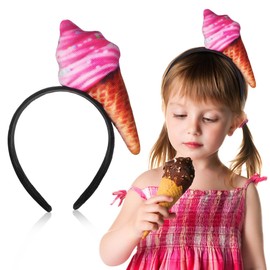 GALPADA 2pcs Ice Cream Cone Headband Accessory for Women for Halloween Parties and Cosplay Unique Non-slip Design Adorable Sweet Treat Headpiece