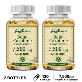coolkin Beta-Carotene Vitamin A - Eye Vision Health, Skin Health, Immune System - 2 Pack