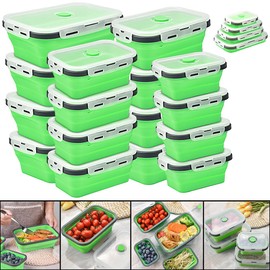 Rosenstein & Söhne Frischhaltedosen Set: 16er-Set zusammenklappbare Silikon-Aufbewahrungsbehälter mit Deckeln (Aufbewahrungsbox aus Silikon, Teig-Aufbewahrungsboxen)