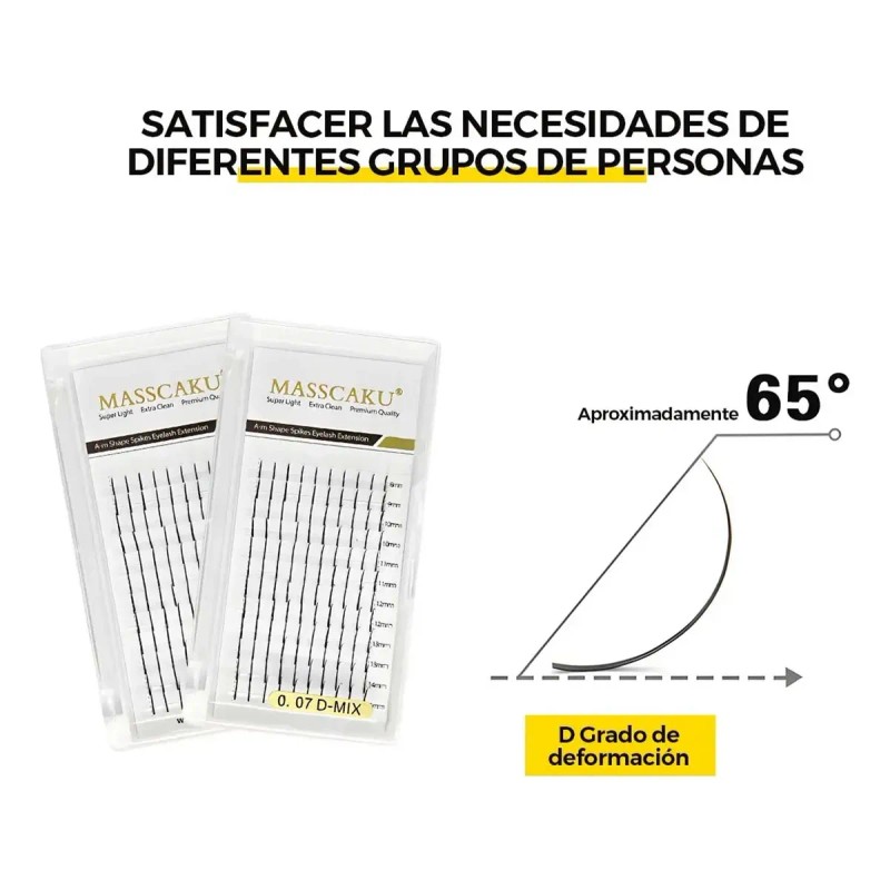 Masscaku Extensión De Pestañas Espigas A Shape Individuales