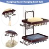 Moforoco Brown Double Soap Bar Holder for Shower, No Drilling,