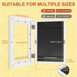 1 Pack Kid Art Frame, A4 Front Opening Kids Artwork Frames Changeable, Chind Artwork Display Storage Frame for 3D Picture Crafts, Children Drawing Hanging Art, Holds 50-100 Pcs (White)