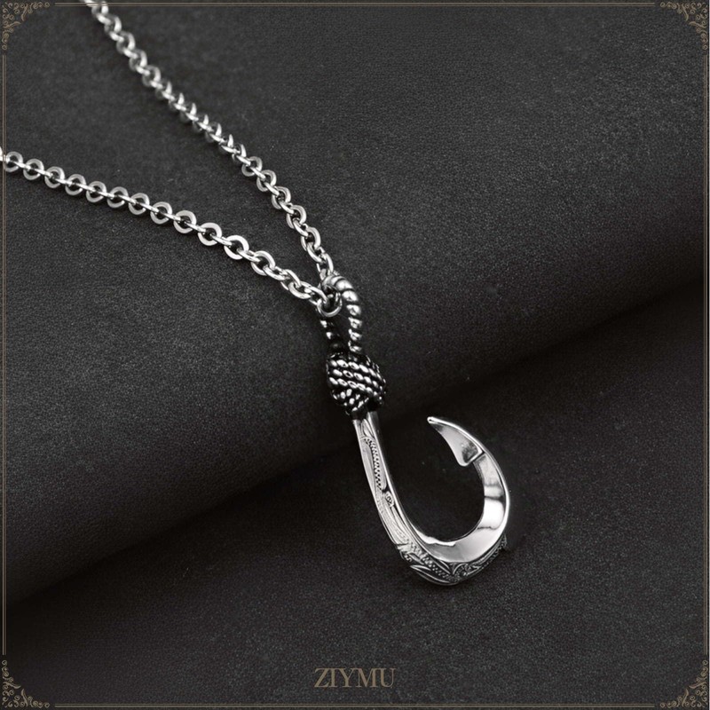 ZIYMU zm-p-071 Men's Necklace, Fish Hook, Fishhook Pendant, Cable Chain,