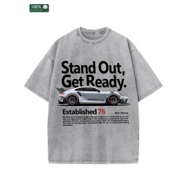US Stock 100% Cotton Washed Men's T Shirt Festival Gift Classic All MatchColor: Dark Gray, Size: Xl