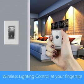 SkylinkHome WR-318 Dimmable Wall Switch with Snap on Remote Lighting Control In-Wall Home Automation Smart Light Receiver, SkylinkNet Compatible Easy DIY Installation without neutral wire (300 Watts)