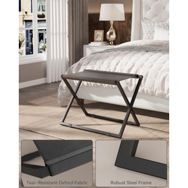 IBUYKE Luggage Rack for All Suitcase Sizes,Foldable Suitcase Stand,Metal Luggage Holder,Easy to Assemble for Bedroom Living Room Hotel,Black TLR001B