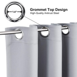 ChrisDowa Blackout Curtains 80 Inches Long 2 Panels Set for Living Room, Grommet Thermal Insulated Room Darkening Curtains for Bedroom (Light Grey, 52 x 80 Inch)