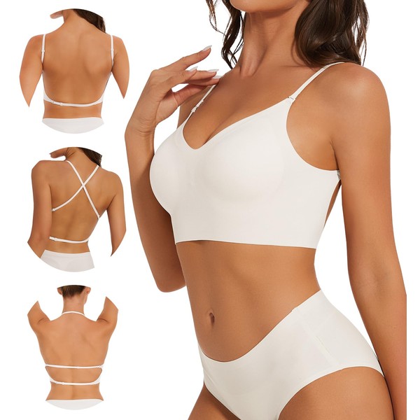 FIGKICKSEN Low Back Seamles Bras Support Multiway Backless Wireless Halter