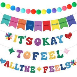 Hahafelt 5 Pieces Inside Party Decorations Feelings Theme Banner Different Feelings Hanging Decorations It's Okay to Feel All The Fells Party Decorations