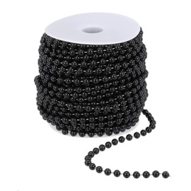 PATIKIL 66 Feet Pearl String 6 mm Craft Pearl Bead Garland Faux Beads Spool Roll Strands Pearls Chain Trim for Wedding Party Flower Christmas Tree Decoration DIY Crafts, Black