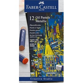 Faber-Castell Tizas Oil Pastels Metálicos con 12 tizas de diferentes colores, este set incluye 12 tizas pasteles al óleo con acabados metálico, cuenta