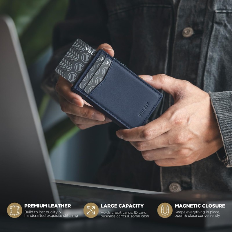 VULKIT Slim Credit Card Holder with RFID Blocking Card Holder