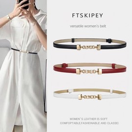 Women's Simple Cowhide Black Fashion Decorative Leather Belt Size/Qd-Diamond Studded Black 10ea