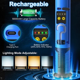 MEIHUA Work Light for Mechanic, 3000LM Bright LED Work Lights, 5000mAh Rechargeable Underhood Work Light Bar with Hooks, Magnetic Mechanic Light for Car Repairing/Inspection/Garage/Workshop/Emergency