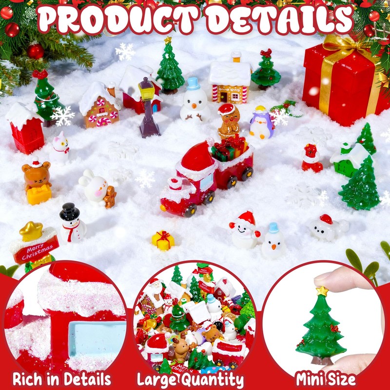 Bbiamsleep 100 Pcs Mini Christmas Figurines Miniature Christmas Figurines