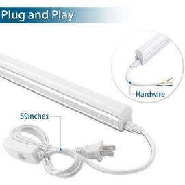6 Pack Barrina LED T5 Integrated Single Fixture, 4FT, 2200lm, 3000K (Warm White), 20W, Utility Shop Light, Ceiling and Under Cabinet Light, ETL Listed, Grow Light with Built-in ON/Off Switch