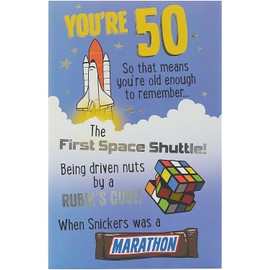 UK Greetings 50th Birthday Card for Him/Her/Friend - Nostalgic Design, 149mm x 229mm