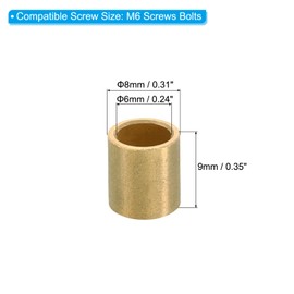 PATIKIL M6 Brass Spacer, Pack of 5 Metal Spacers Brass 6 mm ID x 8 mm OD x 9 mm L Brass Spacer Screw Spacer for 1/4 Inch or M6 Screw Bolts