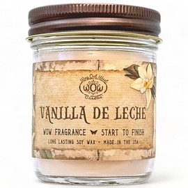 Scented Candle for Home by Way Out West Candles - Long Lasting Home Fragrance or Essential Oils - Small Candles Gifts for Women - 8 Oz Vanilla de Leche Natural Soy Candles - Made in USA