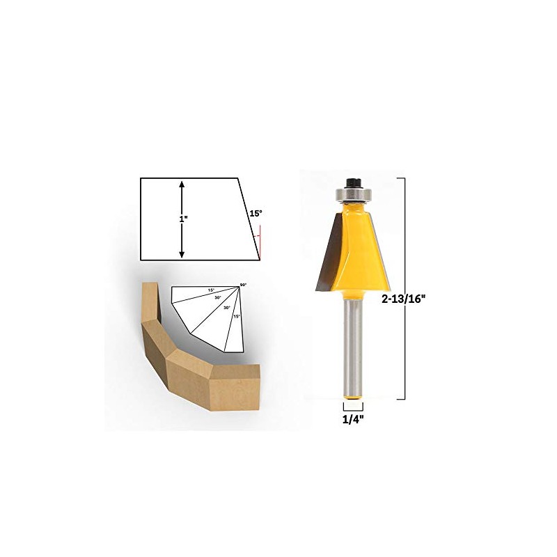 15 Degree Chamfer and Edge Milling Cutter with 1/4 1/2