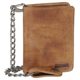 34015 Luxury Leather Biker Wallet with Chain 10 cm Various Colours Black, Brown, Beige, beige, Modern