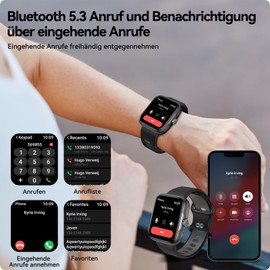 anyloop Smartwatch for Men and Women with Phone Function, GPS Integrated, 1.78 Inch AMOLED Touch Screen, Sleep Monitor, Pedometer, IP68 Waterproof, Smartwatch for Android iOS, Black (Black Grey)