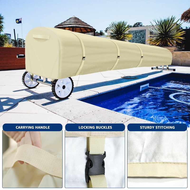 Swimming Pool Solar Reel Cover, 16Ft Heavy Duty Waterproof Solar