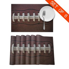Dujiea American Football Themed Set of 6 Placemat, Durable Placemats for Kitchen Table Washable Heat Stain Resistant Anti-Skid Table Mat for Dining Kitchen Restaurant Table, 12 X 18 Inch