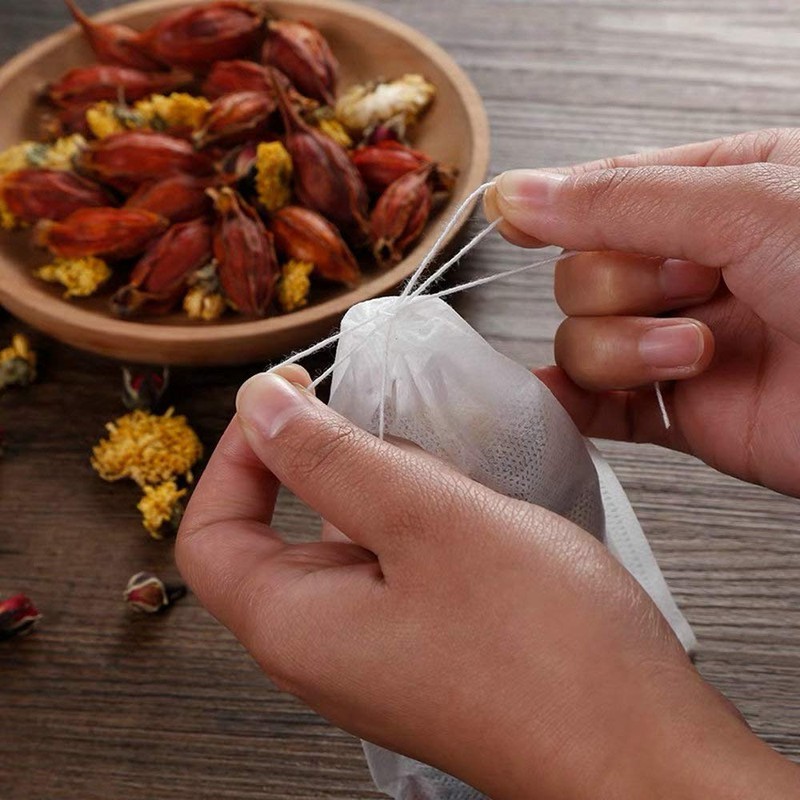 T&B 100 Pcs Disposable Empty Bags 15*20 Line Tea Bags