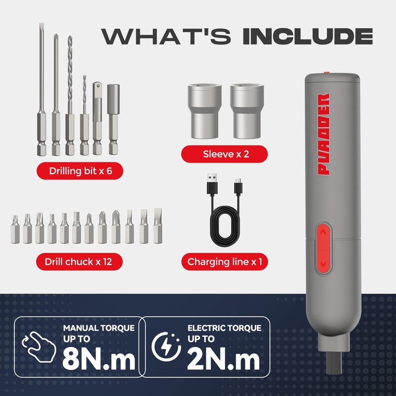Electric Screwdriver Cordless,3.6V Screwdriver Set Rechargeable,Multitool Magnetic Screwdriver Bits,20 Pieces