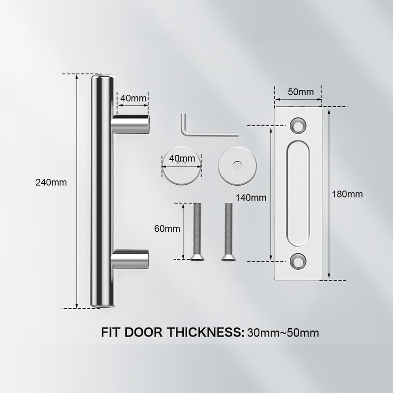 QINAIXQM 24 cm Sliding Door Handle, Double-Sided Barn Door Handle,