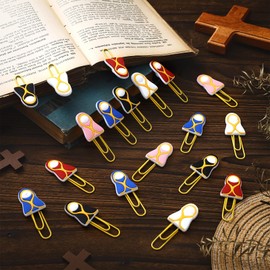 30 Pcs Jesus Paper Clips for Bible Christian Bookmarks for Kids Cross Paperclip Cute Virgin Mary Religious Gift for Sunday School Supplies Student Stationery Bible Study Scripture Church Party Favor
