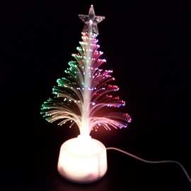 Minkissy Mini Christmas Tree USB Connection LED Fiber Optic Xmas Tree Multi Colors Changing Night Light for Home Shopping Mall Bedroom