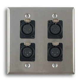 Dual Gang Stainless Steel Wall Plates with Four XLR Female Silver