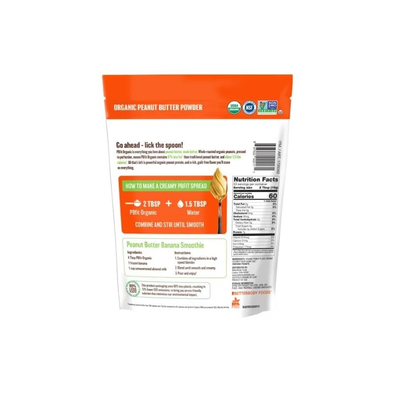 Organic PB-Fit Peanut Butter Powder, 30 Ounce