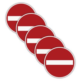 Pack of 5 Einbahnstraße/Durchgang verbotten No Entrance Sticker Diameter 9.5 cm Sticker Mandatory Sign with UV Protection for Outdoor and Indoor Use STROBO