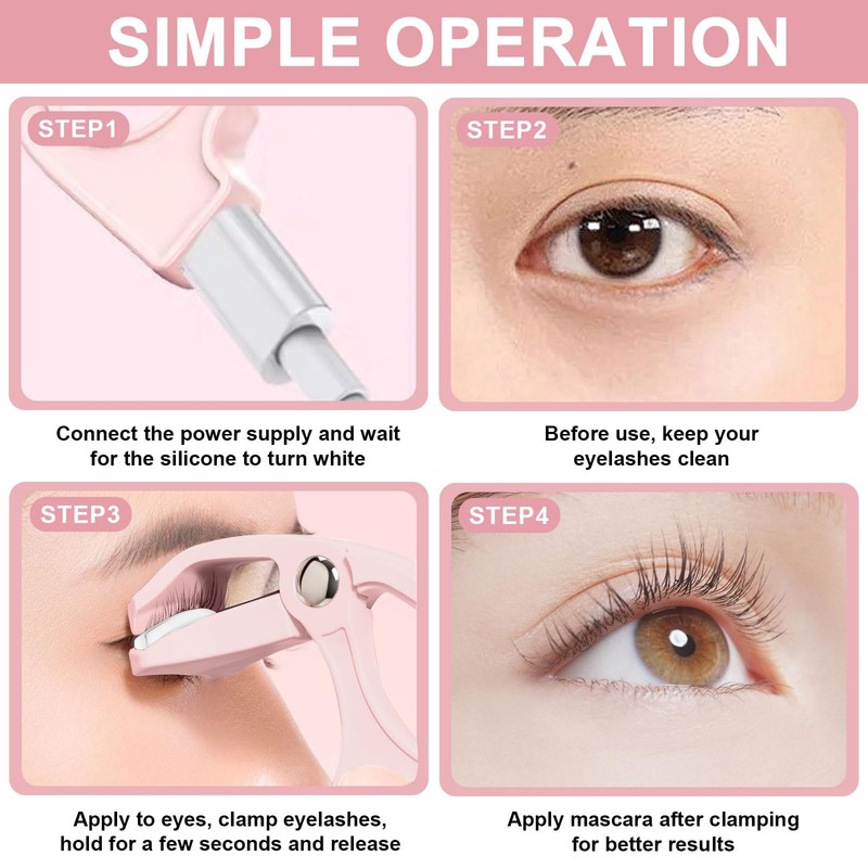 Heated Eyelash Curler, USB Heated Eyelash Curler, Electric Eyelash Curler