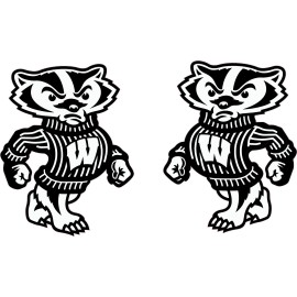 WISCONSIN BUCKY BADGER BLACK AND WHITE 12" Tall  DECALS