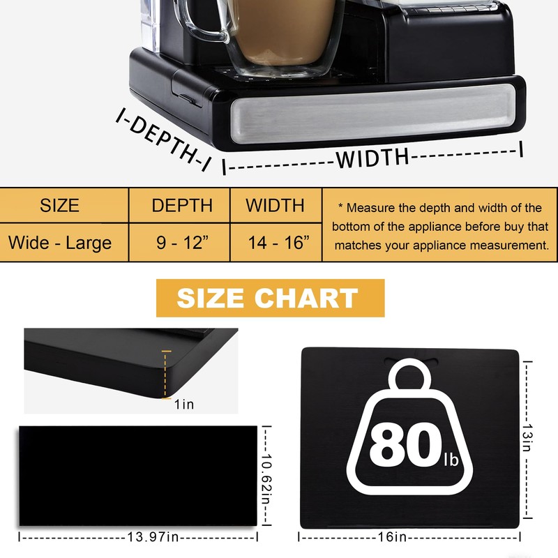 MinBoo Bamboo Appliance Slider,Sliding Tray for Coffee Maker, Kitchen Countertop