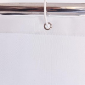 TOMOZ White Bathroom Window Curtain, Narrow Short Fabric Privacy Waterproof Shower Window Curtain with Hooks, Small Window Curtains for Bathroom, Kitchen, Width 60 x Length 48 Inch