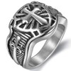 Jude Jewelers Stainless Steel Crusader Sword Cross Medieval Shield Ring,