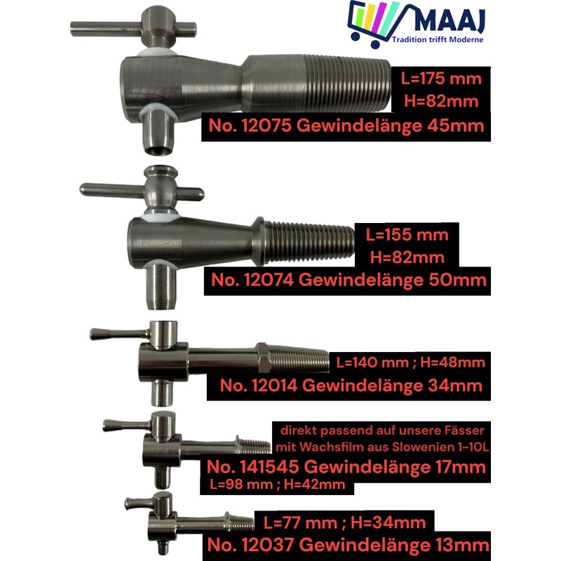 MAAJ Metal Tap Stainless Steel Rust-Free for Wine Barrels in