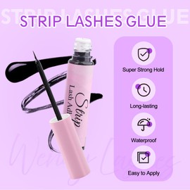 False Lash Glue for Strip Eyelashes Fast Drying Eyelash Glue Super Strong Hold Cluster Strip False Eyelash Extensions Waterproof, Non-irritating and Gentle Formula Suitable for Sensitive Eyes