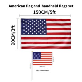 American Flag 3×5 FT Outdoor with 10pcs 11×8 Inch Small American Flags on Stick,US American Flags for Outside,Polyester USA Flags for 4th of July,Outdoor,Home,Patriotic,Holiday,Yard,Memorial Day Decor
